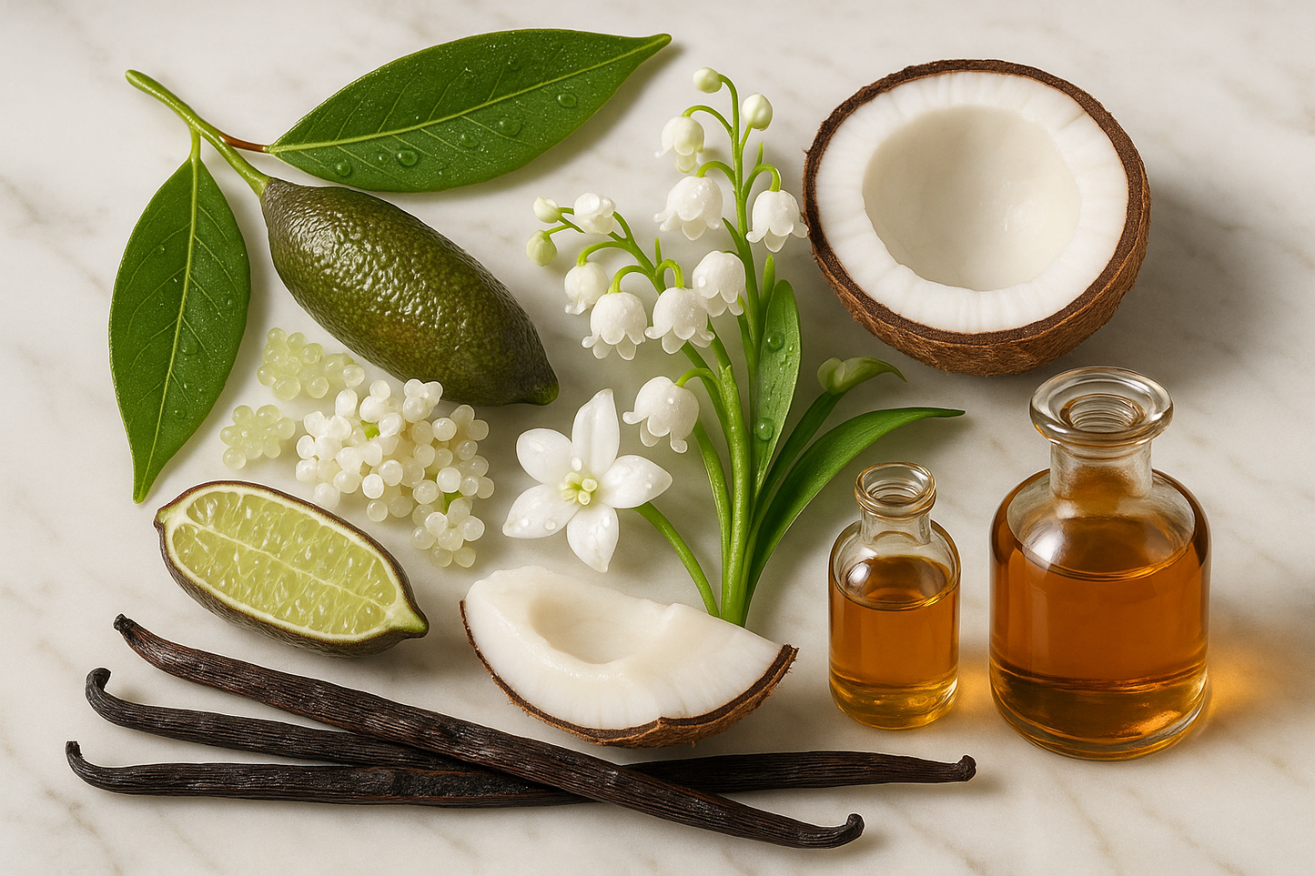CREATE A HYPER REALISTIC 4K IMAGE Top notes: Lemon myrtle
Mid notes: Finger lime, Muguet, Coconut
Base notes: Vanilla