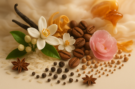 Top notes: Rice, Pepper, Anise
Mid notes: Orange blossom, Coffee, Peony, Coriander
Base notes: Vanilla, Sandalwood, Musk, Caramel, Milk